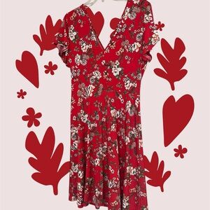 Kaileigh Red Floral Women’s Dress ~ Size Large